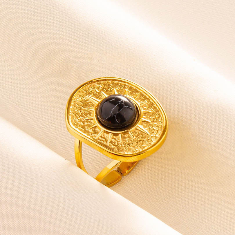 Anello geometrico retrò acciaio inox