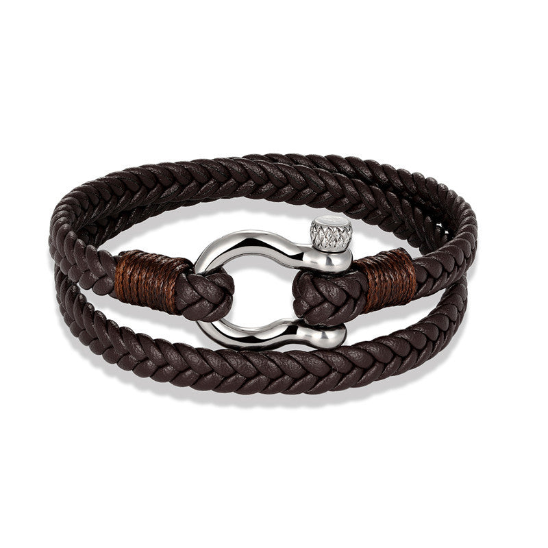 Bracciale pelle ancora