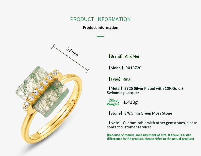 Anello muschio verde argento