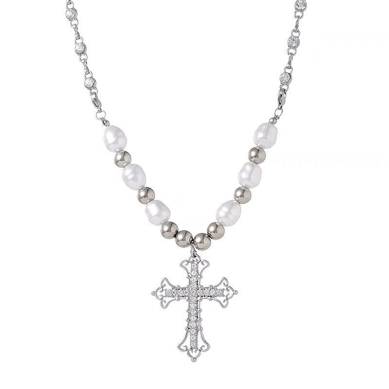 Collana croce perle catena