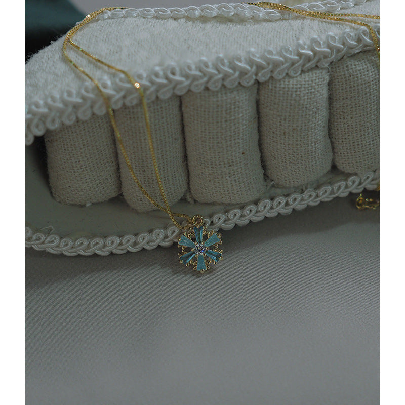 Collana fiocco di neve argento blu