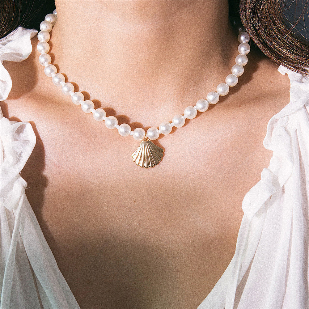 Collana conchiglia e perla semplice