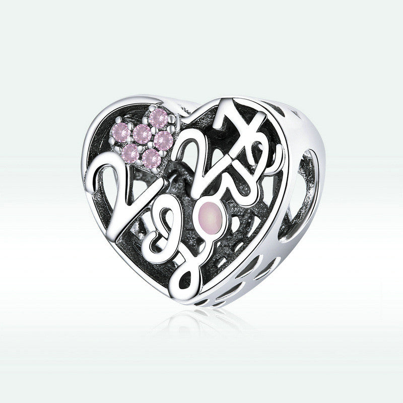 Braccialetto perline argento amore