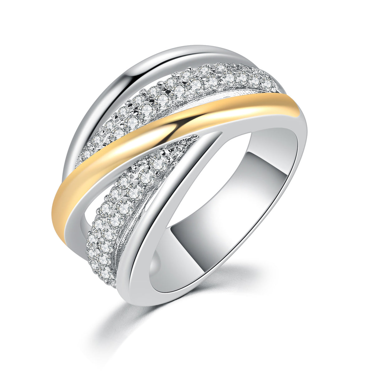 Anello bicolore zircone