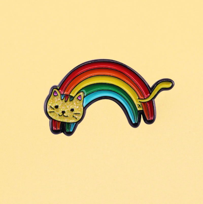 Spilla gatto arcobaleno