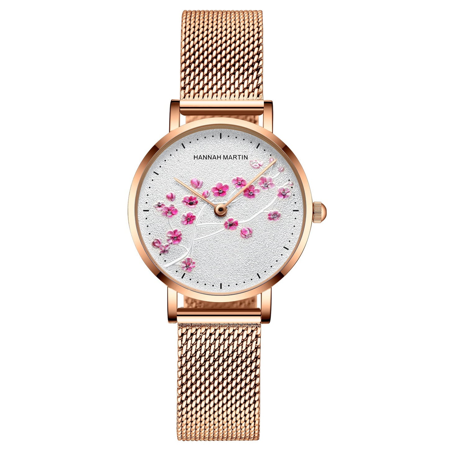 Orologio oro rosa fiore di prugna