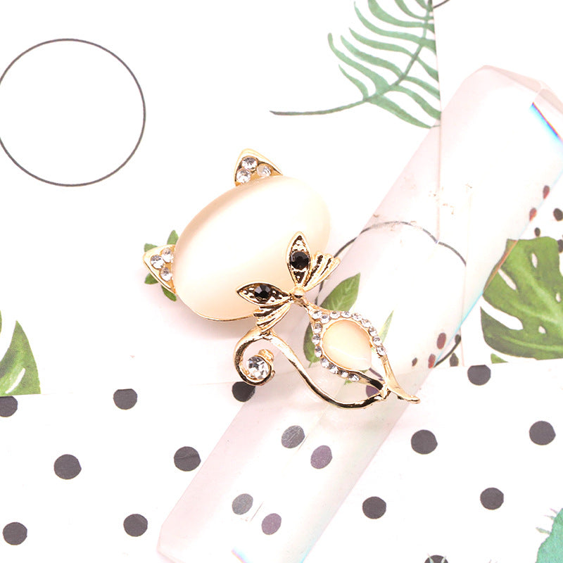 Spilla gatto con strass