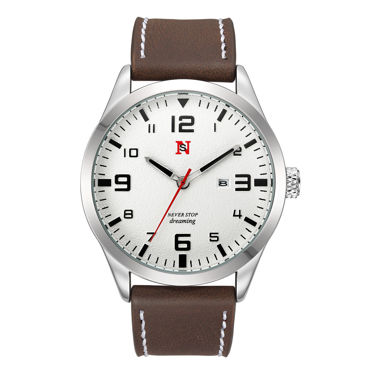 Orologio uomo calendario al quarzo cinturino in pelle
