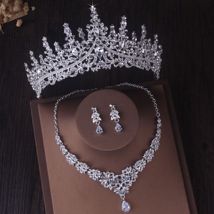Collana e orecchini corona zircone