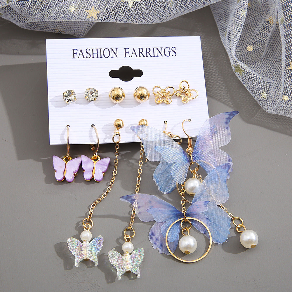 Set orecchini farfalla perla