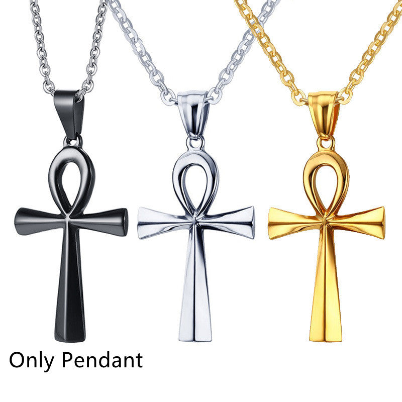 Collana croce dorata acciaio titanio