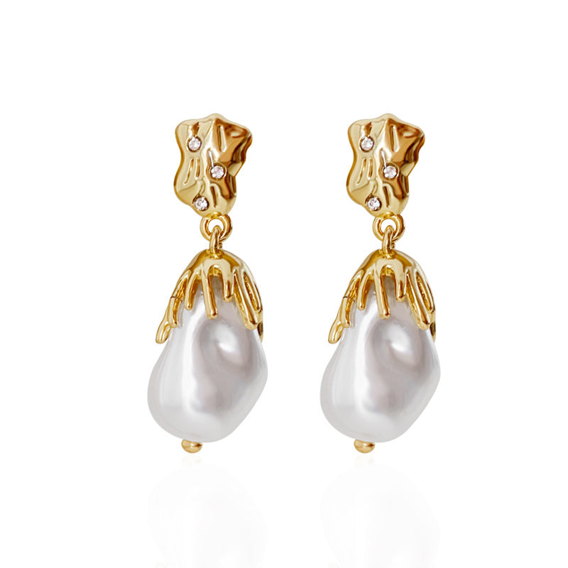 Orecchini barocchi perle foglia d'oro