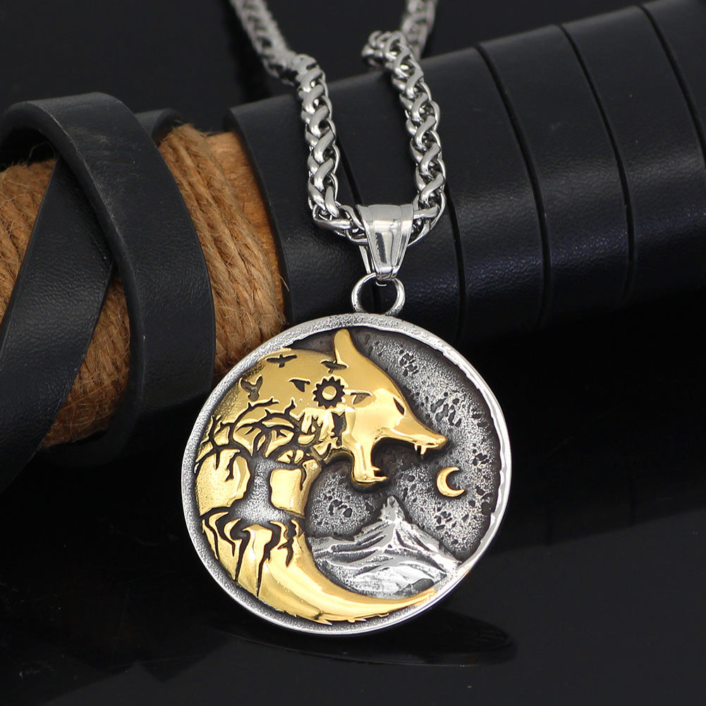 Collana pendente runico lupo