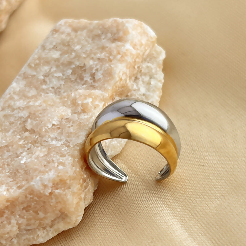 Anello acciaio geometrico cavo