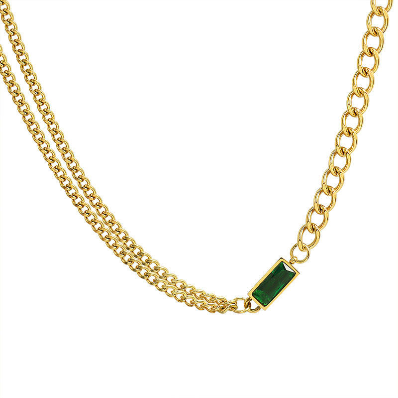 Collana con doppia catena e zircone