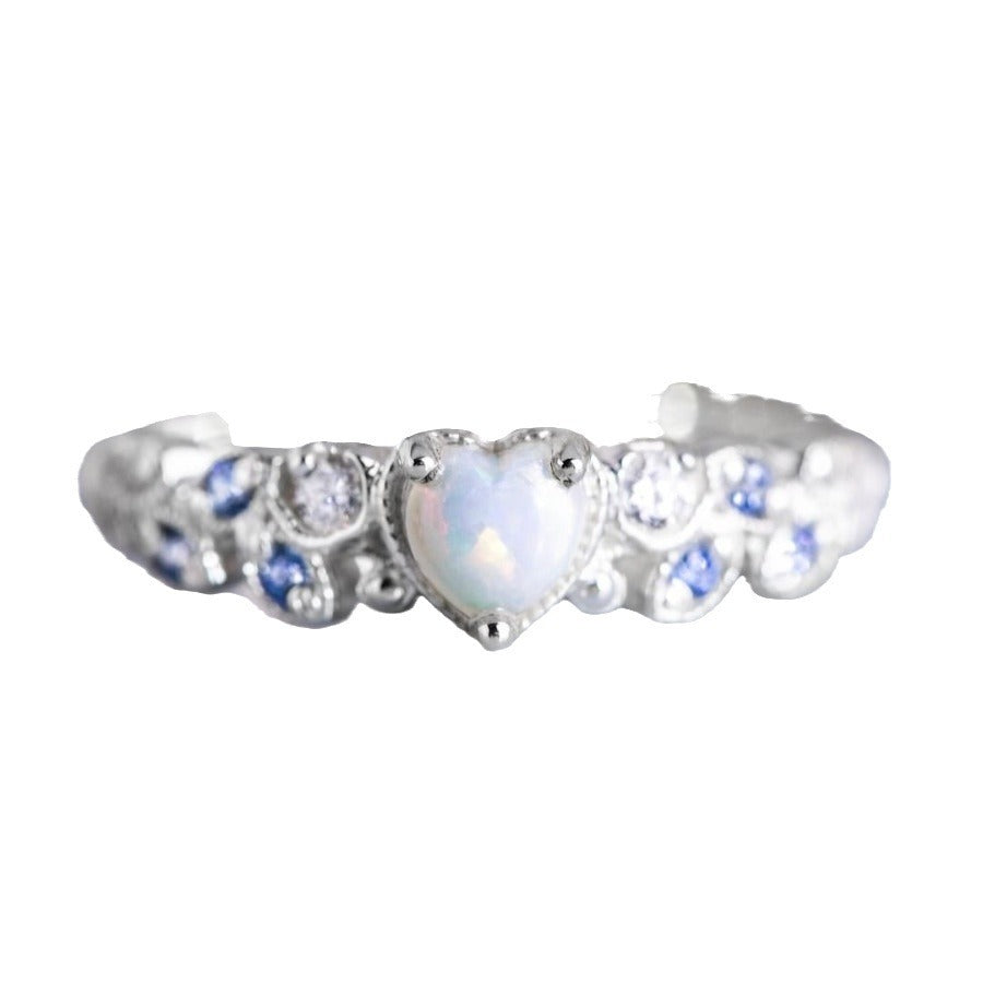 Anello cuore opale a forma di pesca
