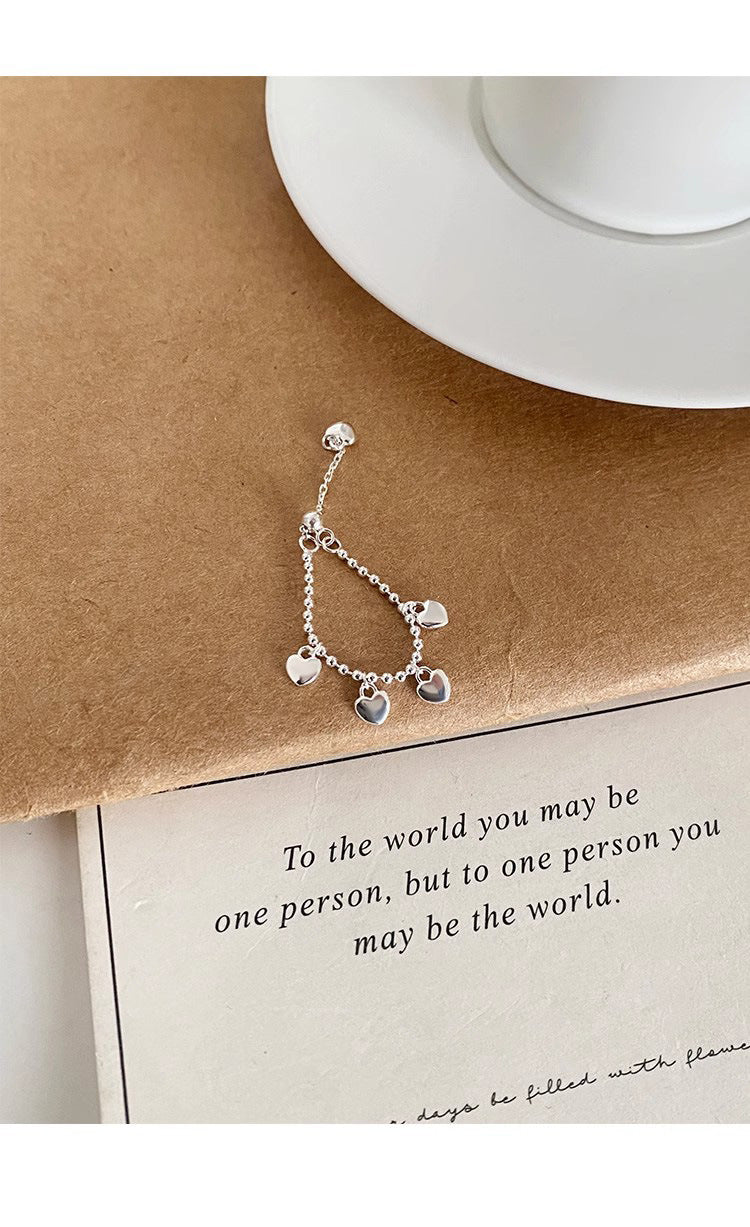 Anello catena cuore argento