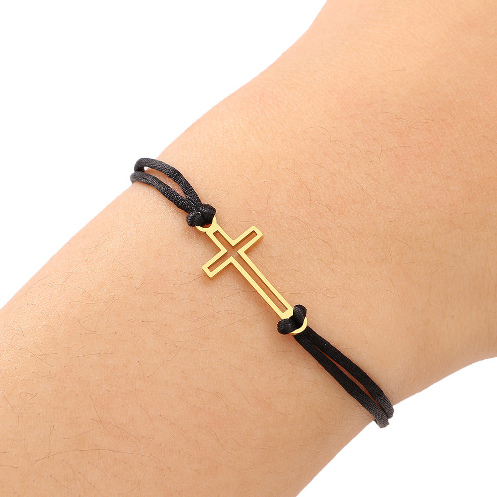 Bracciale corda nera acero