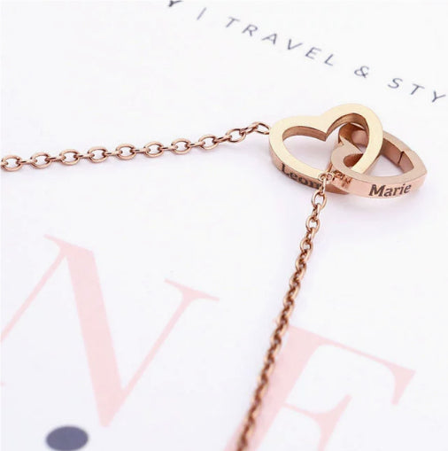 Collana doppio cuore acciaio