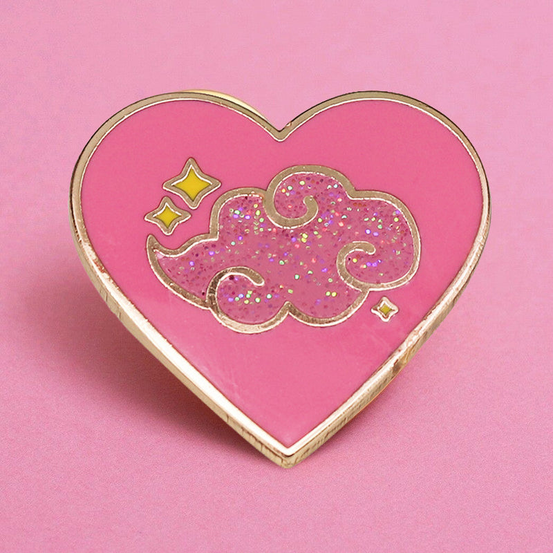 Spilla cuore glitter distintivo