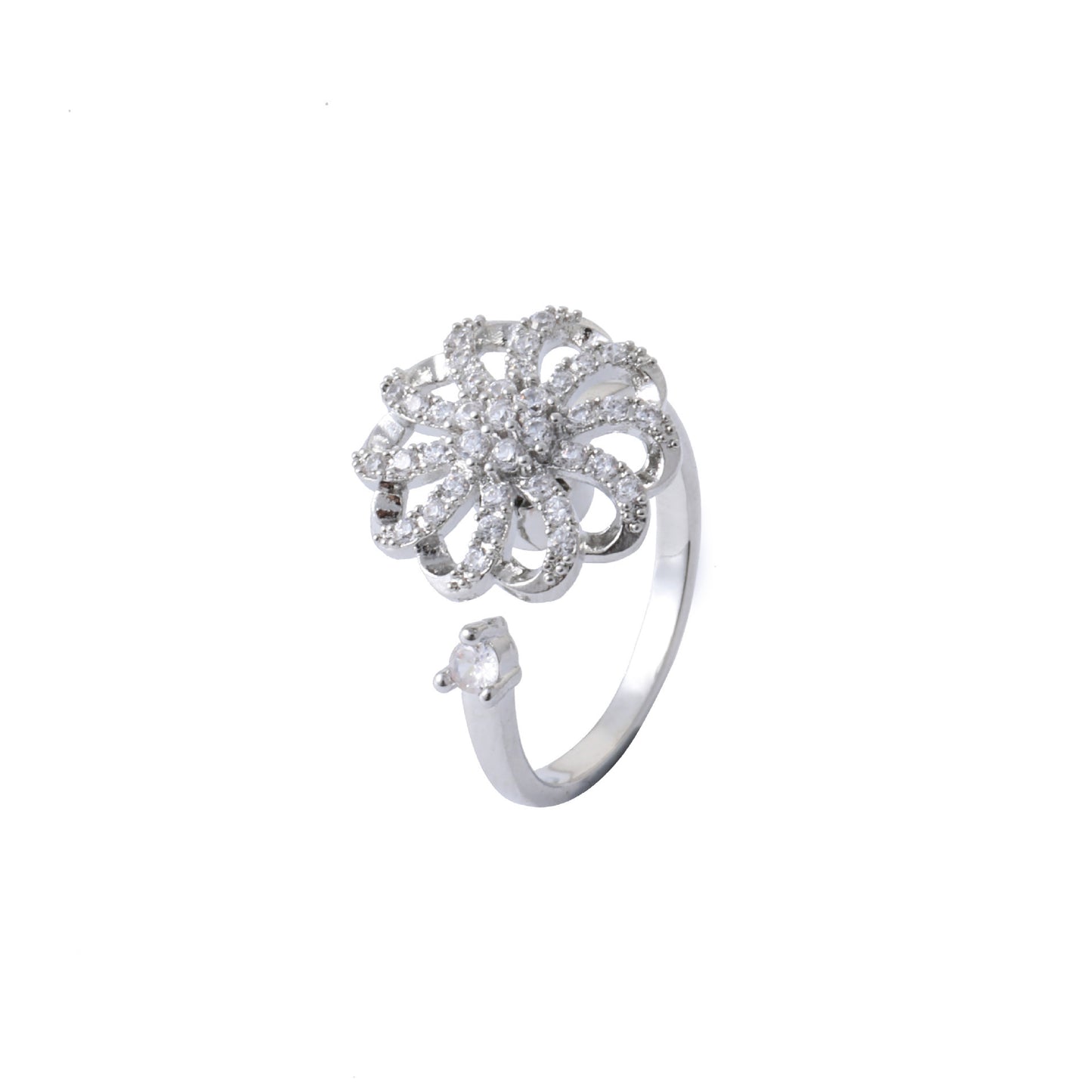Anello cuore fiore zirconi