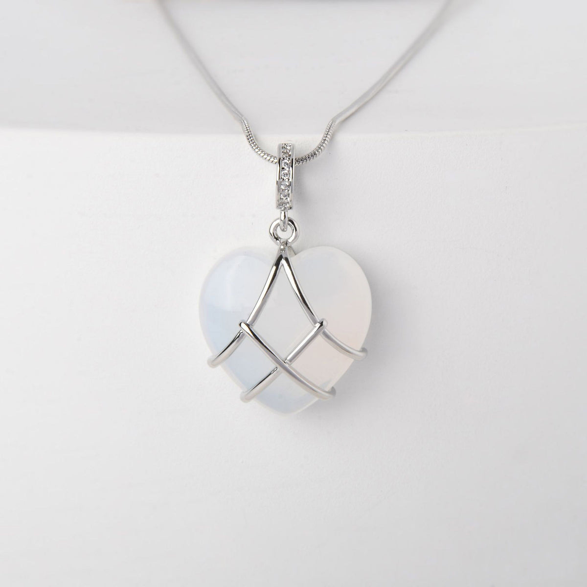 Collana cuore zircone acciaio titanio