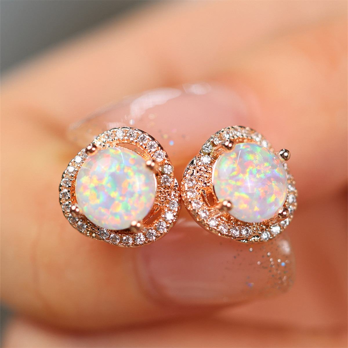Orecchini quadrifoglio opale e diamante