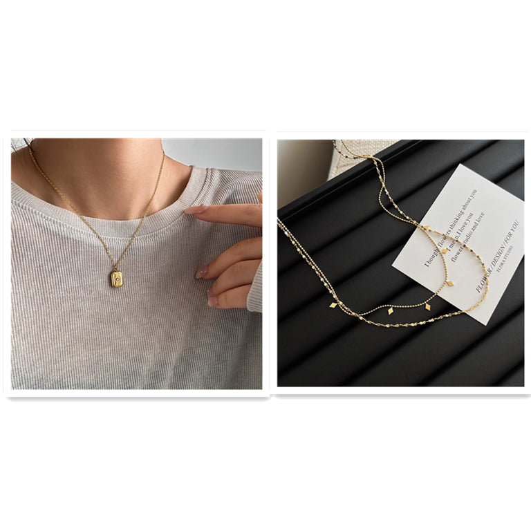 Collana doppio strato paillettes diamante