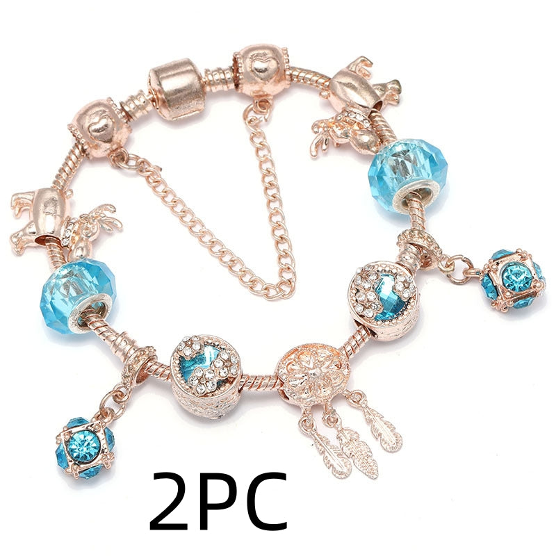 Braccialetto charm nappa oro rosa