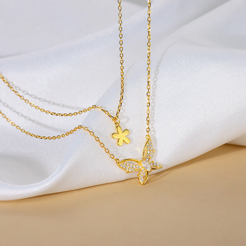Collana farfalla fiore strass