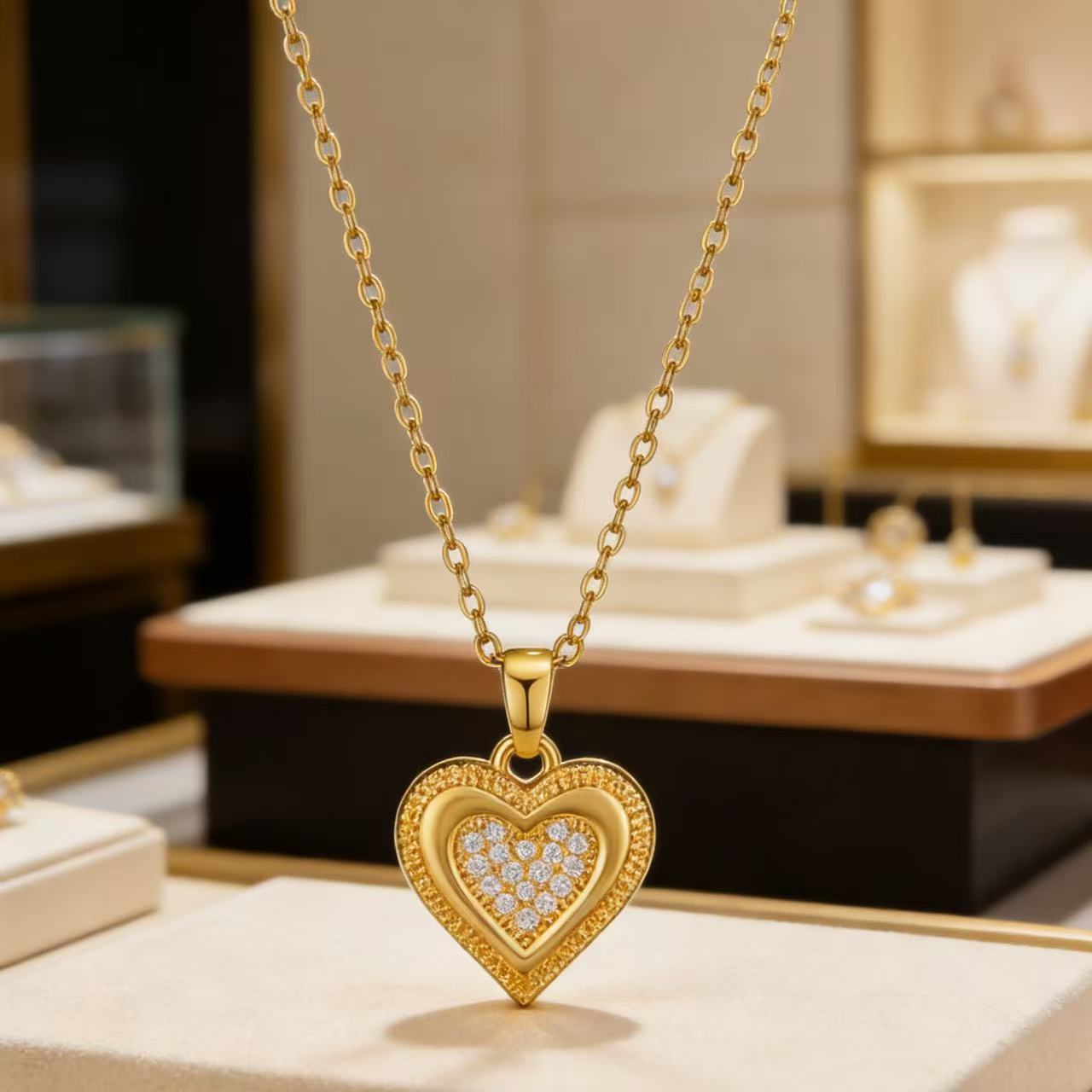 Collana cuore in zircone