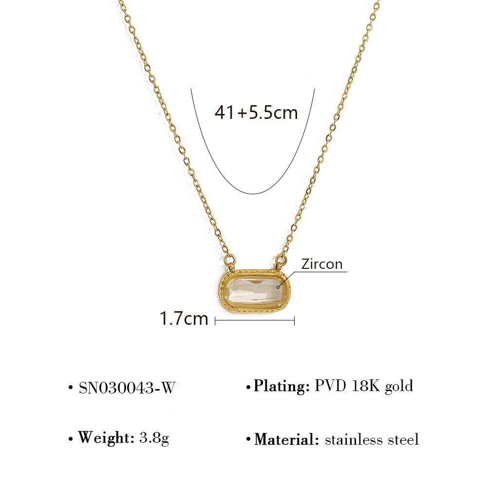 Collana ovale ciondolo quadrato