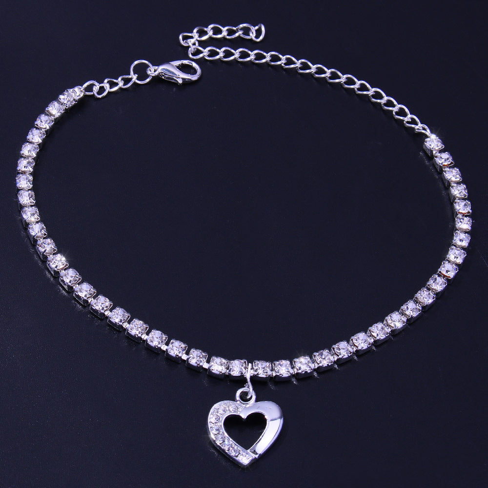 Cavigliera cuore strass da spiaggia