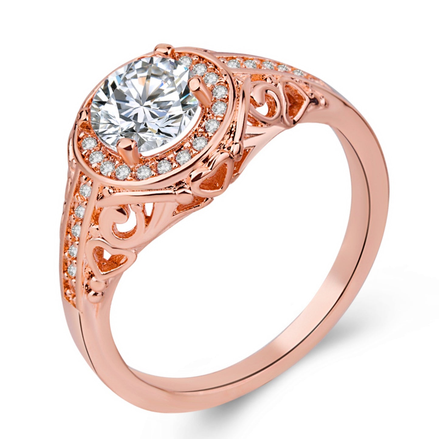 Anello zirconi placcato oro con cuore
