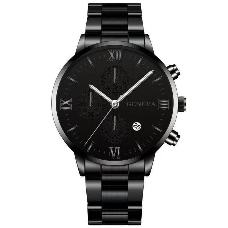 Orologio uomo acciaio con calendario tre quadranti