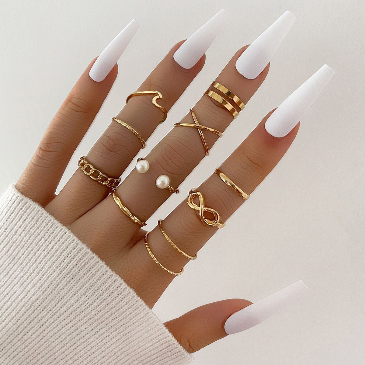 Set 10 anelli perle