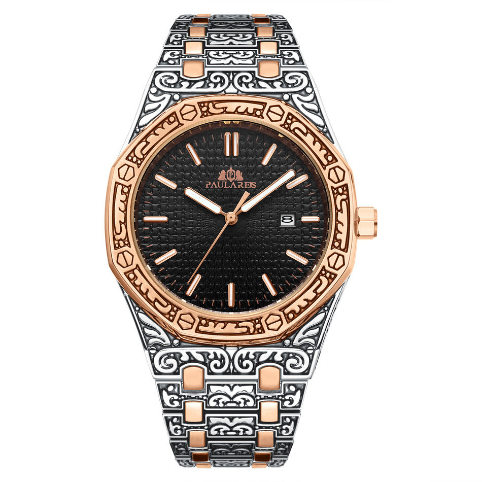 Orologio con calendario da uomo quercia