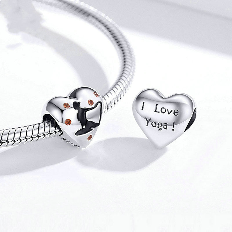 Braccialetto cuore argento con perline
