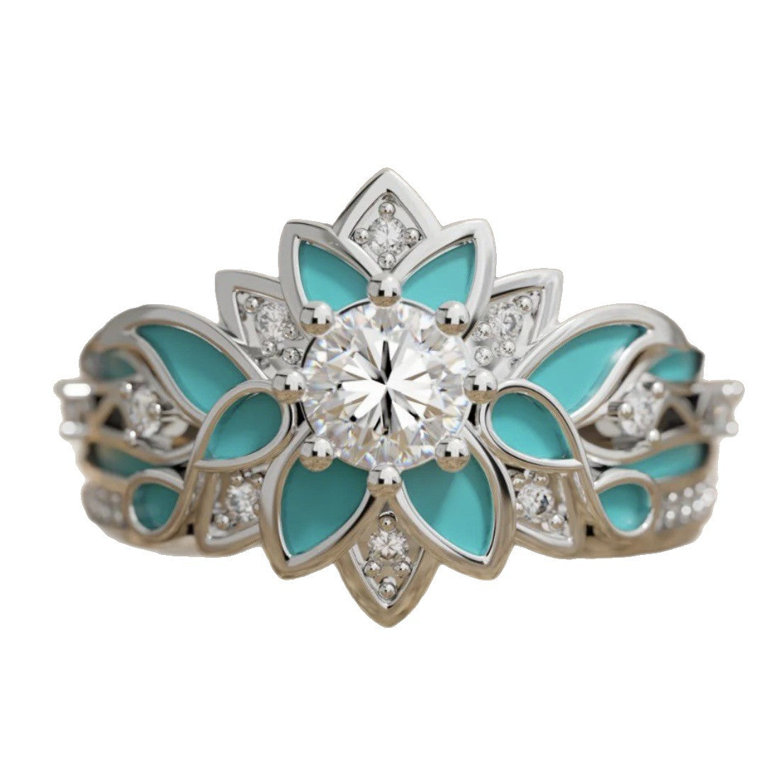 Anello Fiore Goccia di Smalto