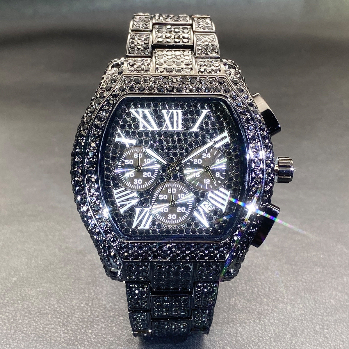 Orologio uomo cronografo tonneau con diamanti