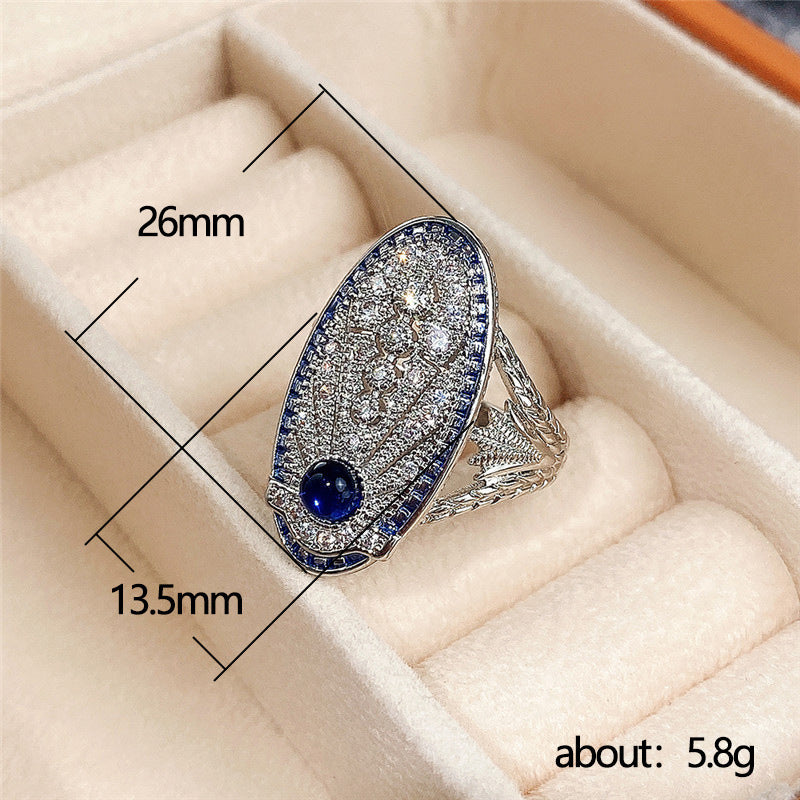 Anello Zircone Blu Retrò