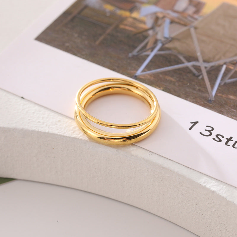 Anello doppio titanio oro articolato