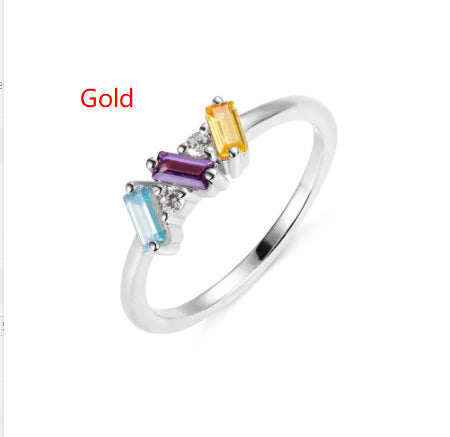 Anello zircone multicolore in acciaio inox