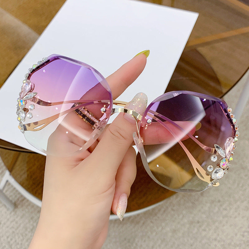 Occhiali da sole senza montatura con strass