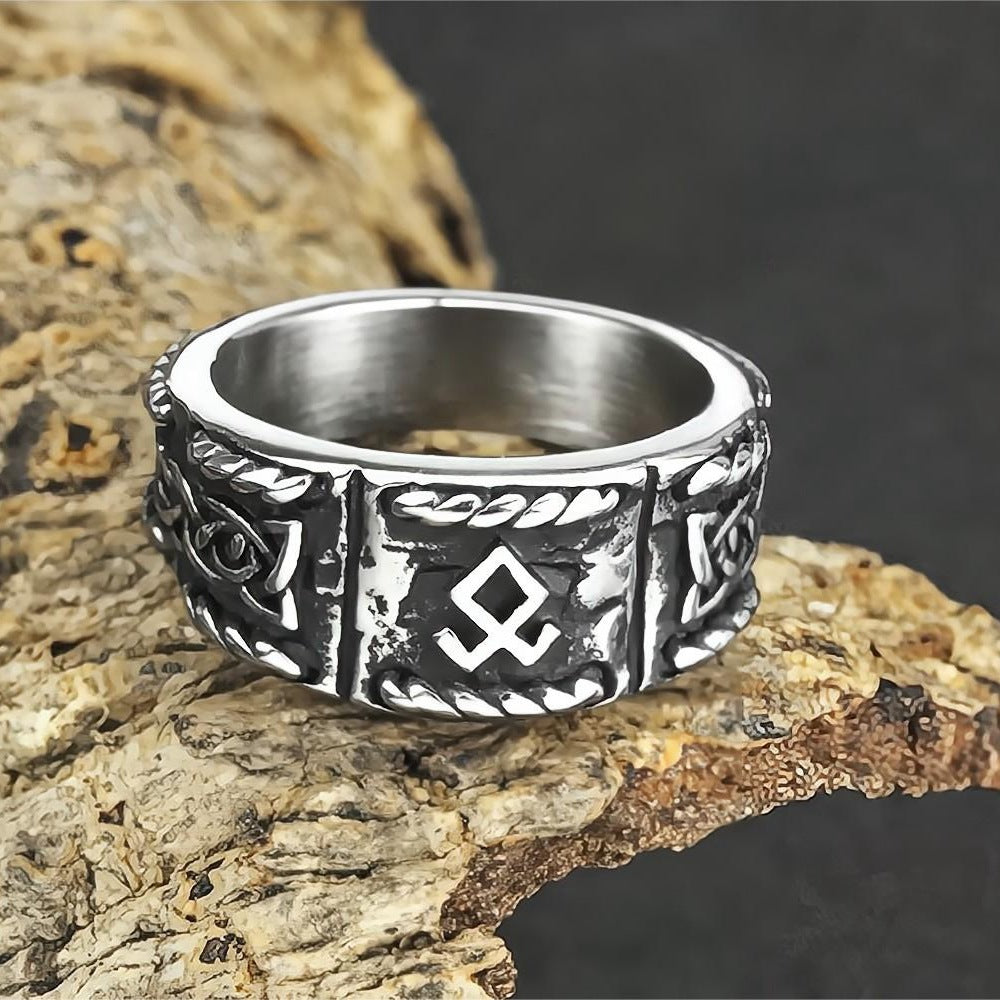 Anello acciaio stile vichingo da uomo