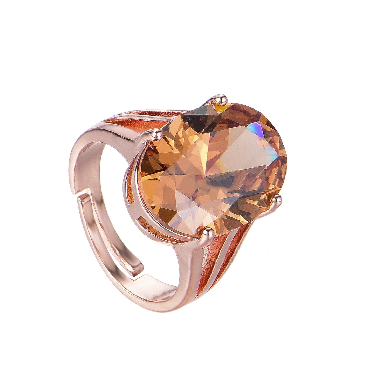 Anello zircone champagne ovale