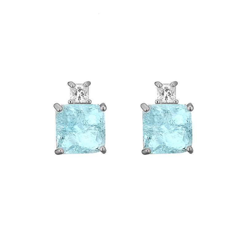 Orecchini zircone geometrico blu