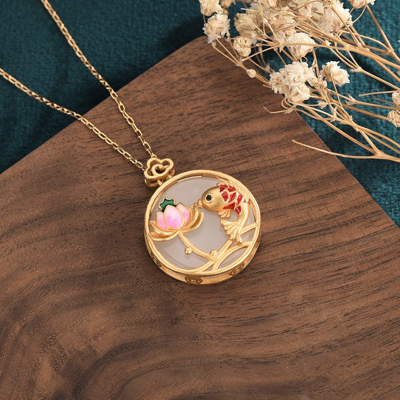 Collana giada loto Hotan