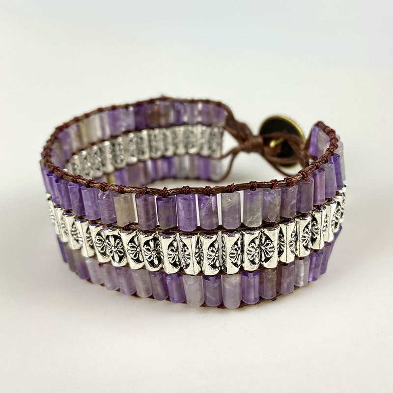 Bracciale ametista intrecciato cilindrico