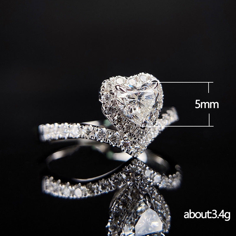Anello cuore zircone a V da donna